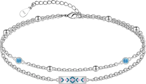 Vista 87 de CHIC & ARTSY Tobilleras delicadas de plata de ley S925 para verano, pulsera de tobillo ajustable multicapa para playa, joyería de pie para mujer