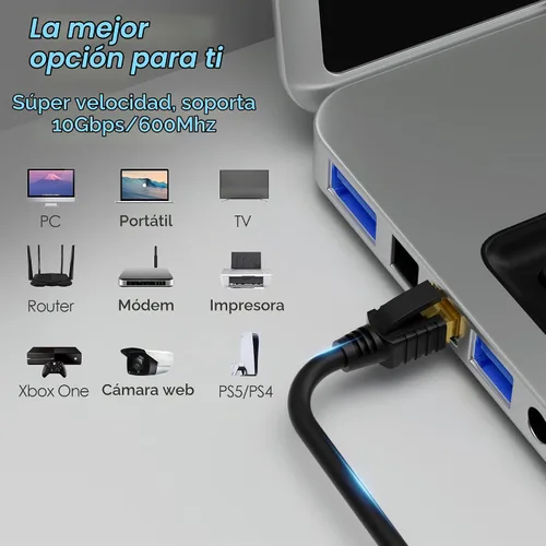 Vista 6 de Cable Ethernet Cat 7 de Kxable 30.48 m, cable de Internet de alta velocidad, cable de red LAN CAT7 RJ45, cable de conexión de triple blindaje SFTP