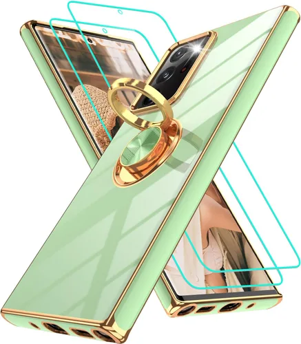 Vista 15 de Funda para Motorola Moto G 5G 2024: Funda Moto G Play 5G 2024 con 2 piezas de protectores de pantalla, soporte de anillo de rotación de 360°
