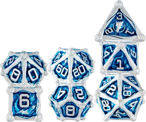 Vista 14 de Surpass DND - Juego de dados de metal, 7 piezas, para juegos de rol, dados poliédricos, regalos de mazmorras y dragones (turquesa antigua)