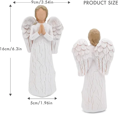 Vista 2 de Figuras de ángel, regalos de ángel, figuras de ángel, estatuas de ángel de oración, ángel guardián esculpido pintado a mano para mujeres, amistad