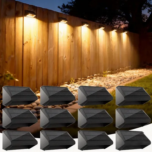 Vista 10 de Luces solares para valla al aire libre, paquete de 12 luces RGB Blanco