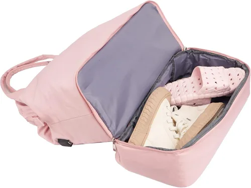 Vista 3 de MINKARS Bolsa de fin de semana con compartimento para zapatos, funda para portátil, puerto de carga USB, Rosado, Bolsa de fin de semana