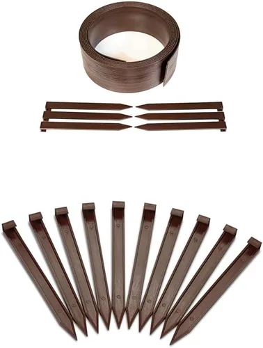 Vista 14 de EasyFlex Borde compuesto para excavar paisaje con estacas de anclaje, borde superior recto de 4.5 pulgadas, borde de borde de jardín, kit de 20 Negro