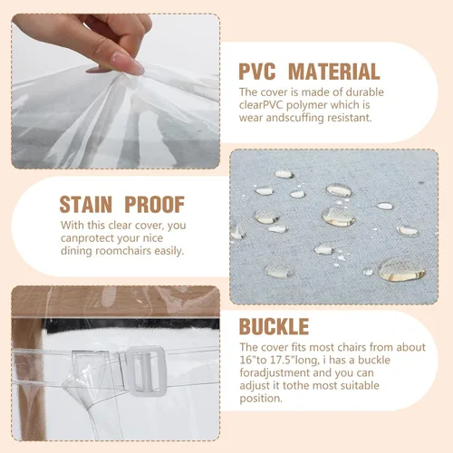 Vista 3 de Kigley 8 fundas de plástico para sillas de comedor, fundas de asiento de plástico transparente, resistentes a manchas de agua, gatitos, resistentes
