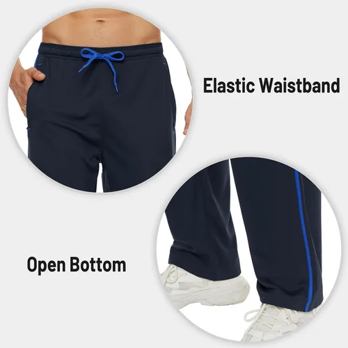 Vista 5 de Magnivit - Pantalones deportivos ligeros para hombre, ajuste holgado, parte inferior abierta, de malla, atléticos, con bolsillos con cremallera