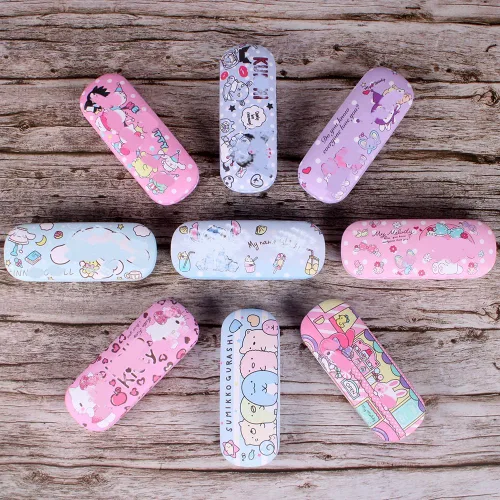 Vista 5 de Cute Eyeglass Cases Hard Shell Storage Case Protective Box With Glasses Cloth Adjustable Glasses Strap Ear Grips Hook