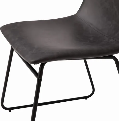Vista 7 de Flash Furniture Butler LeatherSoft - Juego de 2 sillas de altura para mesa de comedor de 18 pulgadas, estilo moderno de mediados de siglo