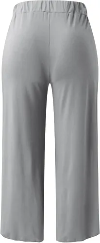 Vista 5 de Pantalones fluidos para mujer, cintura alta, pierna ancha, pantalones de yoga, pilates, divididos, pierna ancha, pantalones de verano