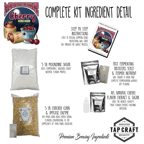 Vista 4 de Tapcraft – Kit completo de recetas de puré de cereza Moonshine – Hágalo usted mismo en casa – Regalos perfectos para él y ella – Haga su propio