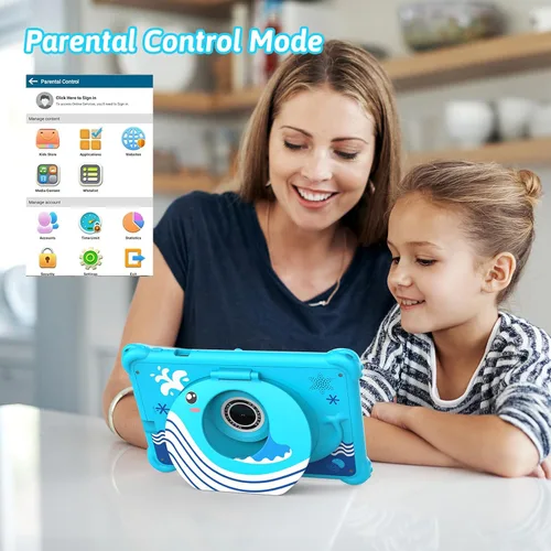 Vista 2 de Tablet infantil de 7 pulgadas para niños pequeños, Android 12, 4 GB de RAM, 32 GB de ROM, WiFi, Bluetooth, pantalla IPS de protección ocular segura