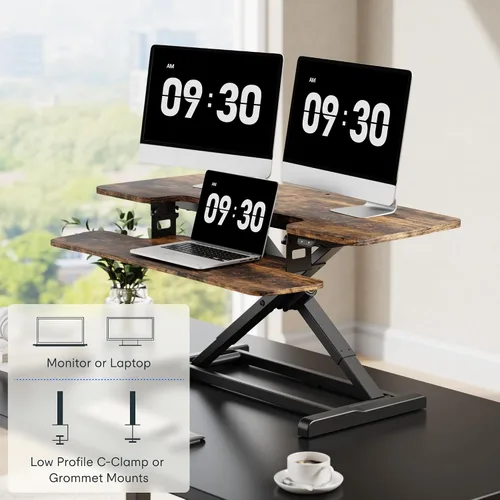 Vista 35 de FLEXISPOT Convertidor eléctrico de escritorio de pie de 32 pulgadas, elevador de escritorio motorizado para sentarse a pie, monitor de escritorio