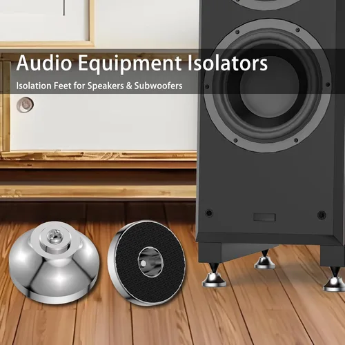 Vista 3 de Audiocrast IF4021S - Almohadillas de aislamiento para altavoces de alta fidelidad, 4 unidades, acero inoxidable, 1.575 x 0.827 in, plateado