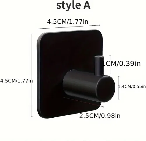 Vista 4 de 2 ganchos adhesivos de pared, impermeables, ganchos de ducha de acero inoxidable para baños, cocinas y oficinas (negro)