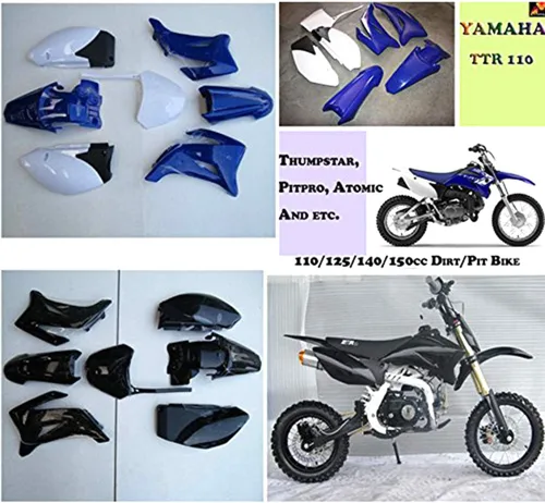 Vista 4 de TDPRO Kit de carenado de guardabarros de plástico para TTR-R110E Pit Dirt Bike (negro)