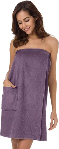 Vista 3 de Sioro - Toalla de baño de algodón de bambú con cierre ajustable puede usarse para el spa, toalla envolvente para el gimnasio y bata de baño.