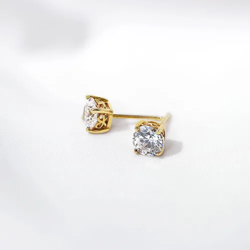 Vista 2 de Tienda Essentials Yellow Gold Plated, Platinum or Rose Gold Plated Sterling Silver Infinite Elements Cubic Zirconia Stud Earrings White, Blue