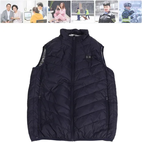 Vista 5 de Emoshayoga USB Heated Vest, 11 Heating Zone Blue Electric Heating Vest 3 Gears Adjustable Lightweight for Street Work