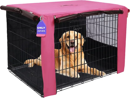 Vista 29 de HiCaptain Funda para Jaula de Perro 24.0" L x 18.0" A x 20.0" Al con Malla Transpirable, Funda para Perrera Duradera Heavy Duty, Paneles con Doble