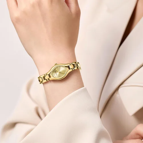 Vista 6 de GOLDEN HOUR Reloj de pulsera con caja ovalada vintage de tono dorado para mujer