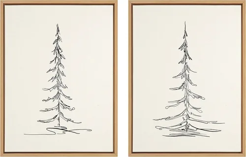Vista 9 de Kate and Laurel Sylvie Minimalist Evergreen Trees - Juego de lienzo enmarcado por The Creative Bunch Studio, 2 piezas de 18 x 24 pulgadas, marrón, 2
