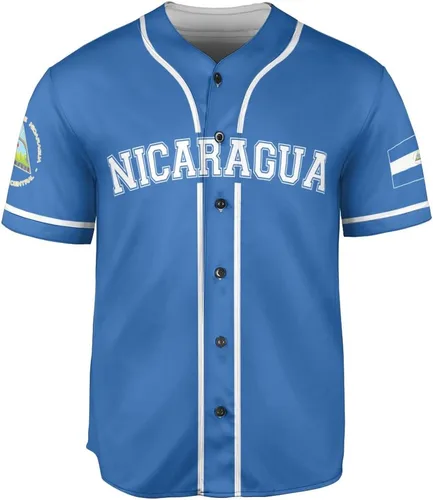 Vista 2 de Camiseta de béisbol de Nicaragua personalizada, camiseta de béisbol de Nicaragua personalizada para hombres y mujeres, camisas nicaragüenses