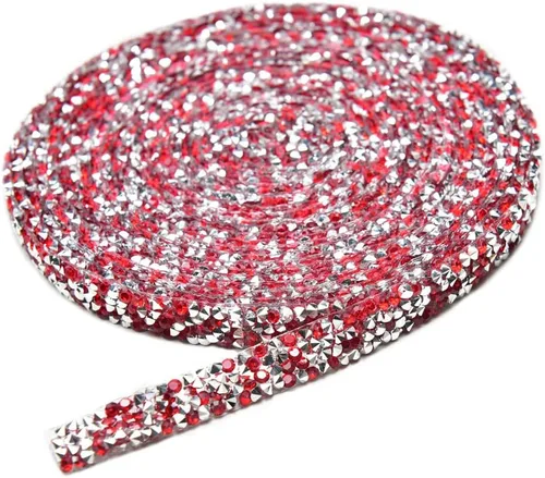 Vista 7 de Cinta de diamantes de imitación AB de 5 yardas, cinta brillante para planchar con diamantes de imitación para planchar, rollo de malla de resina