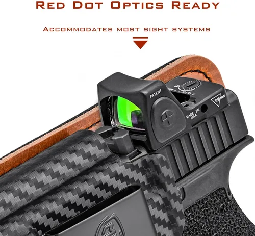 Vista 3 de Funda Taurus G3C con respaldo de almohadilla de espuma, IWB Optics Cut Kydex y funda híbrida de cuero para llevar el apéndice