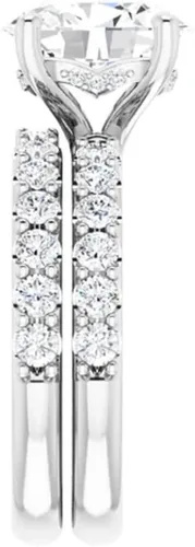 Vista 5 de JEWELERYN - Juego de anillos de compromiso ovalados de moissanita incolora de 2 quilates para mujer y ella, juego de anillos de boda para novia