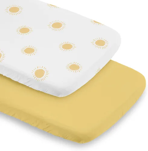Vista 13 de Sweet Jojo Designs Mini sábana bajera para cuna para bebé (blanco y amarillo bohemio) para niñas o niños, guardería de recién nacidos/bebés, patios