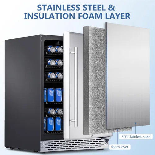 Vista 2 de Refrigerador de bebidas 24Inch 172 latas para interior/exterior Metal plateado