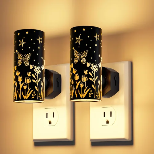 Vista 9 de Luces nocturnas LED enchufables a la pared, paquete de 2 luces nocturnas brillantes de 3000 K, sensor de atardecer a amanecer, regulable de 0 a 100