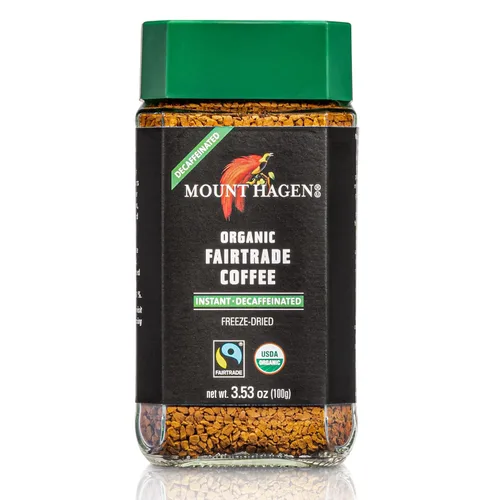 Vista 2 de Mount Hagen Tarro + bolsa resellable descafeinado orgánico liofilizado café instantáneo - Paquete combinado Granos arábica de tostado medio