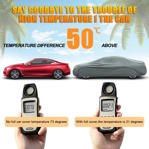 Vista 6 de Kayme - Funda de coche resistente impermeable para todo tipo de clima, cubiertas completas para exteriores, protección contra rayos UV, lluvia