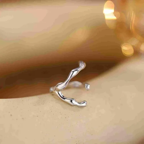 Vista 250 de Anillo de plata de ley 925, minimalista, ajustable, hecho a mano, para mujeres y niñas