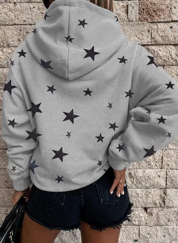 Vista 3 de Asvivid Sudadera con capucha para mujer, de manga larga, ligera, holgada, con bolsillo