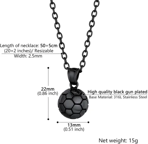 Vista 4 de PROSTEEL Stainless SteelGold PlatedBlack Soccer Football Necklaces Pendant with Chain for Men Women Sport Fan Jewelry Gift Soccer Charm Necklace