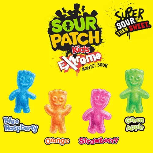 Vista 5 de SOUR PATCH KIDS Extreme Sour Soft & Chewy Gummy Candy, caramelos a granel, bolsas de 12 - 7.2 onzas
