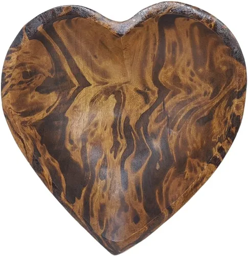Vista 11 de WitnyStore Cuenco en forma de corazón de 6 pulgadas, funcional y coleccionable, cuenco de madera hecho a mano para servir frutos secos, postres