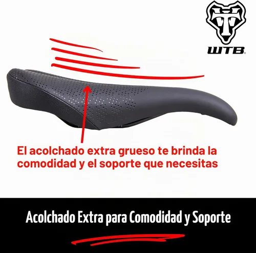 Vista 4 de WTB Pure Mountain Bike Seat (Saddle) - Thick All-Day Comfort Padding (2 Rail Options)
