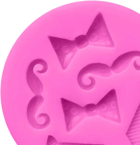 Vista 6 de Luckycivia - Juego de 4 pajaritas para barba, molde de fondant de chocolate con caramelo, molde de silicona para pastel