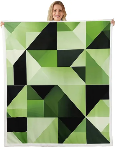 Vista 35 de Erosebridal Black Blue Triangles Square Fleece Throw Blanket 40"x50" - Ultra-Soft for Couch Sofa Bed,3D Geometric Pattern Sherpa Blanket,Abstract
