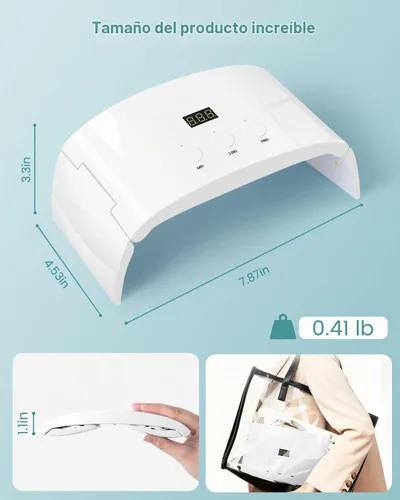 Vista 9 de Lámpara de uñas LED UV espaciosa secadora de luz de curado plegable para esmalte de uñas de gel (lámpara blanca pro)
