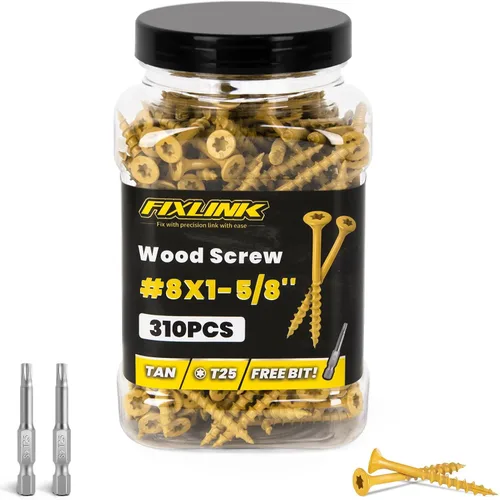 Vista 14 de Tornillos de madera de 1 pulgada, tornillos de cubierta FIXLINK #8 x 1, 150 piezas, con revestimiento epoxi, T25 Star Bit con revestimiento