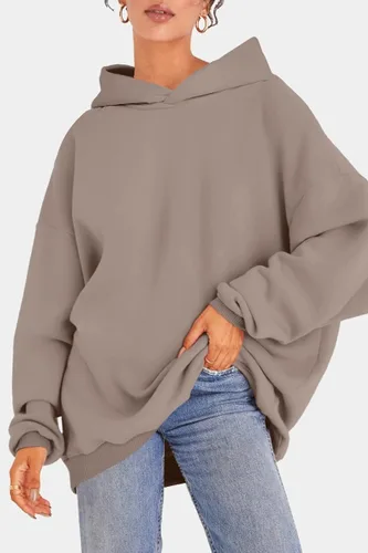 Vista 3 de EFAN Sudaderas de gran tamaño con capucha de forro polar para mujer estilo casual manga larga holgada ligera para otoño e invierno