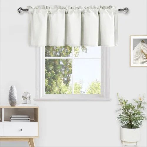 Vista 72 de DWCN Cortinas de Cenefa para Sala de Estar, Cocina, Baño/Sótano - Aqua Sólido, 1 Panel, 42 x 12 Pulgadas, Oscurecimiento de Habitación Solid Short
