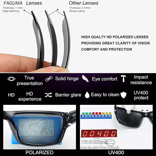 Vista 5 de Lentes de sol polarizados retro para hombres y mujeres, gafas de sol cuadradas para hombres, conducción deportiva, protección UV400