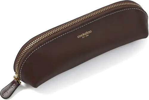 Vista 11 de Cockatoo Estuche para lápices de piel auténtica, soporte para accesorios, bolsa de papelería, estuche con cremallera para el trabajo y la oficina