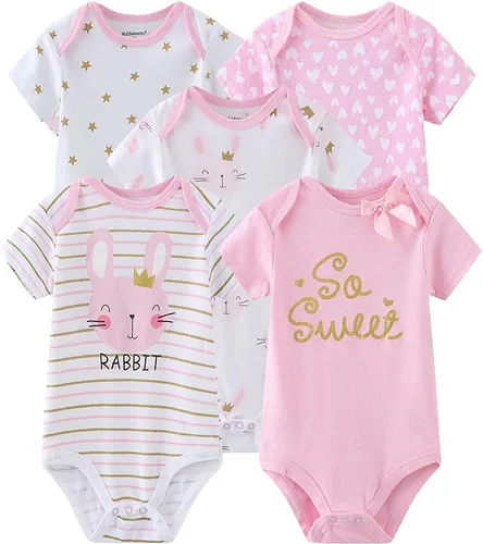 Vista 12 de Kiddiezoom Body unisex de manga corta para bebé, paquete de 5
