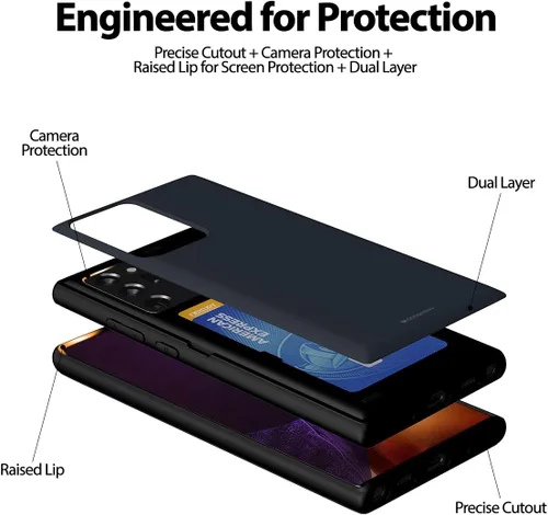 Vista 5 de GOOSPERY Parachoques magnético para puerta compatible con Galaxy Note 20 Ultra, funda tipo billetera con soporte para tarjetas, cierre automático